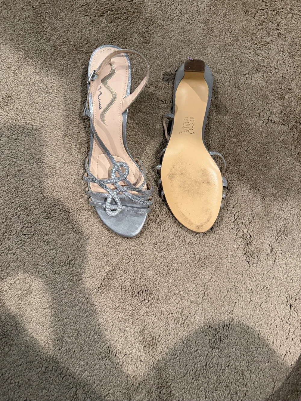 Nina Metallic Silver Strappy Evening Sandals
